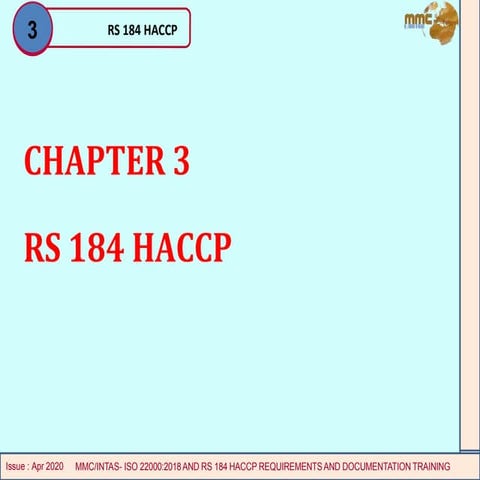 RS184 HACCP Clauses Requirements and Documentation Training ISO 22000