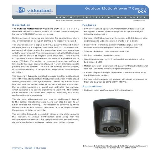 03 outdoor pcam specification sheet