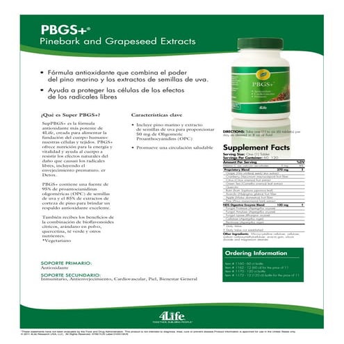 Ficha técnica Transfer Factor PBGS de 4Life