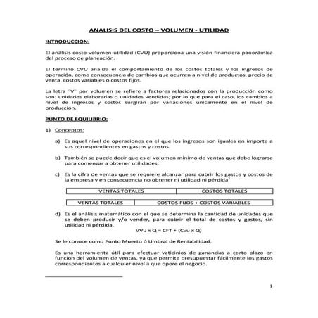 análisis costo volúmen-utilidad