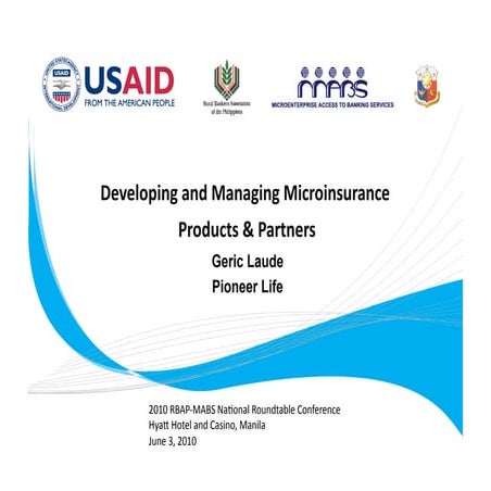 Developing, Marketing, and Managing Micro-Insurance Products and Partners