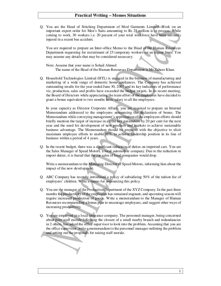 Memo Outlines Education Dept Plans To >> 03 Practical Writing Questions Memos Memo Outlines Education Dept Plans To >> 03 Practical Writing Questions Memos
