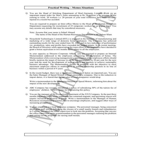03 practical writing   questions - memos