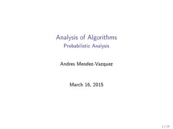 03 Analysis of Algorithms: Probabilistic Analysis