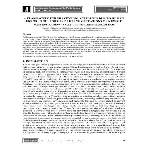 A FRAMEWORK FOR PREVENTING ACCIDENTS DUE TO HUMAN ERROR IN OIL AND GAS ...