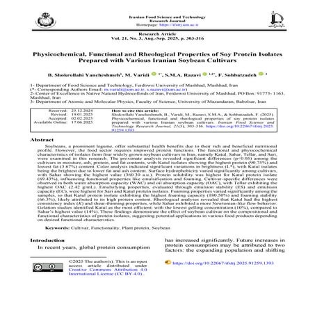 Physicochemical, Functional and Rheological Properties of Soy Protein ...