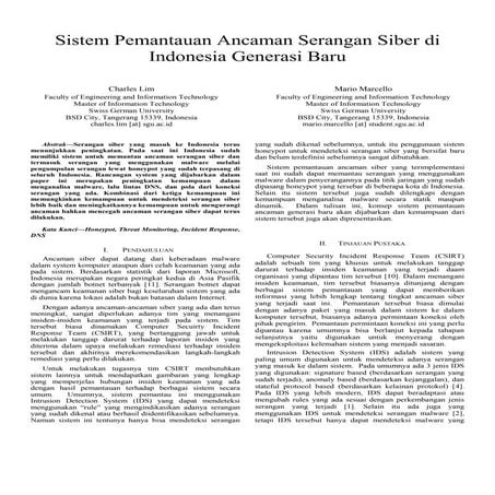Charles Lim, Mario Marcello - “Sistem Pemantauan Ancaman Serangan Siber di Indonesia Generasi Baru”