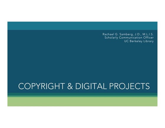 Copyright & Fair Use for Digital Projects: Workflow | PDF