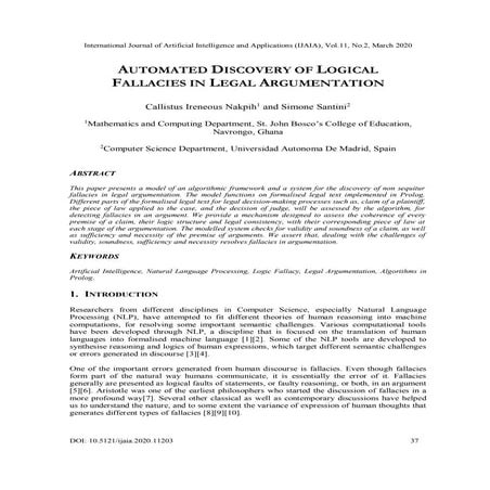 AUTOMATED DISCOVERY OF LOGICAL FALLACIES IN LEGAL ARGUMENTATION