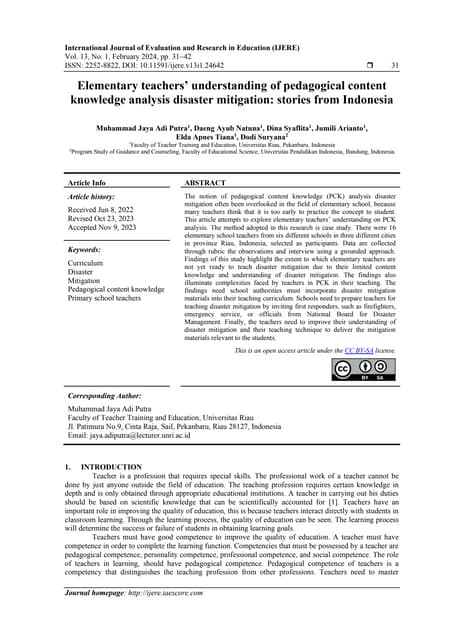 Elementary teachers’ understanding of pedagogical content knowledge analysis ...