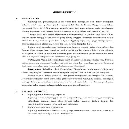 Modul Penggunaan Lighting Kelas Sinematografi