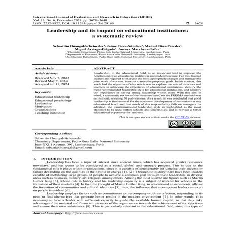 Leadership and its impact on educational institutions: a systematic ...