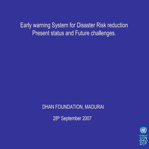 Early Warning Systems for Disaster Risk Reduction