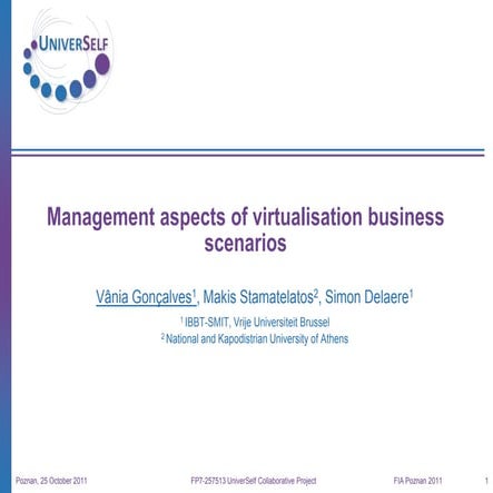 Management aspects of virtualisation business scenarios