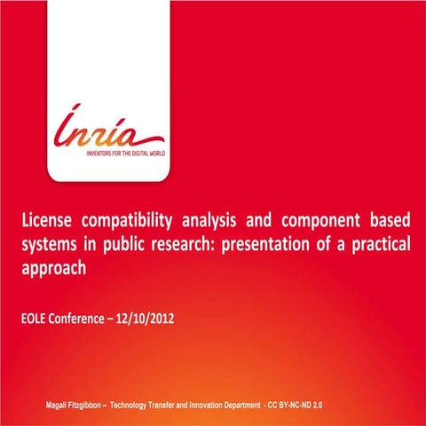 EOLE / OWF 12 - License compatibility analysis and components based systems i...