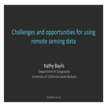 Challenges and opportunities for using remote sensing data | PDF
