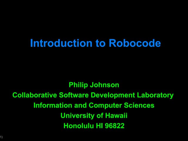 Introduction to Robocode