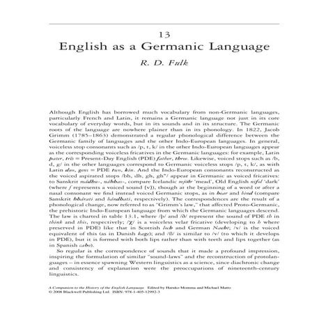 English as a Germanic Language