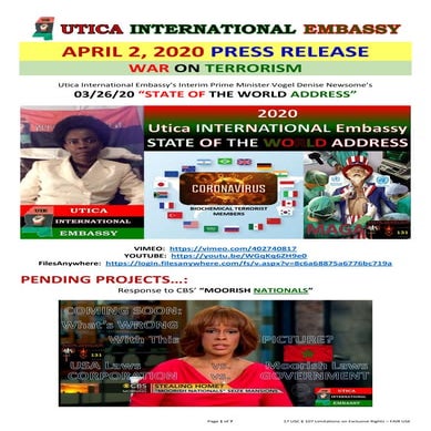 04/02/20 Utica INTERNATIONAL Embassy's PRESS RELEASE