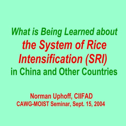 0405 What is Being Learned about SRI in China and Other Countries