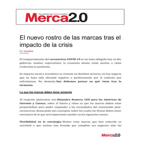 Alejandro Romero: "El nuevo rostro de las marcas tras el impacto de la crisis"