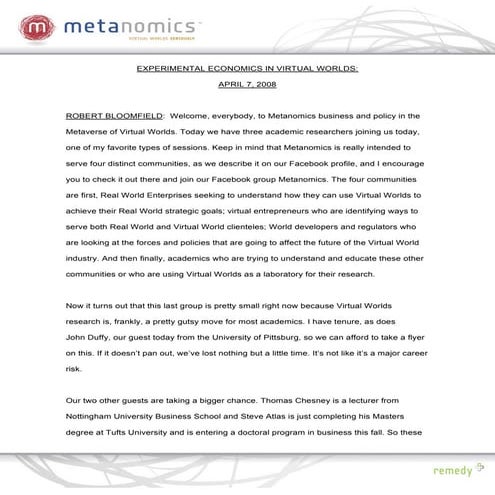 040708 Experimental Ecomonics Metanomics Transcript