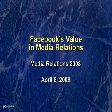 Facebook in Media Relations