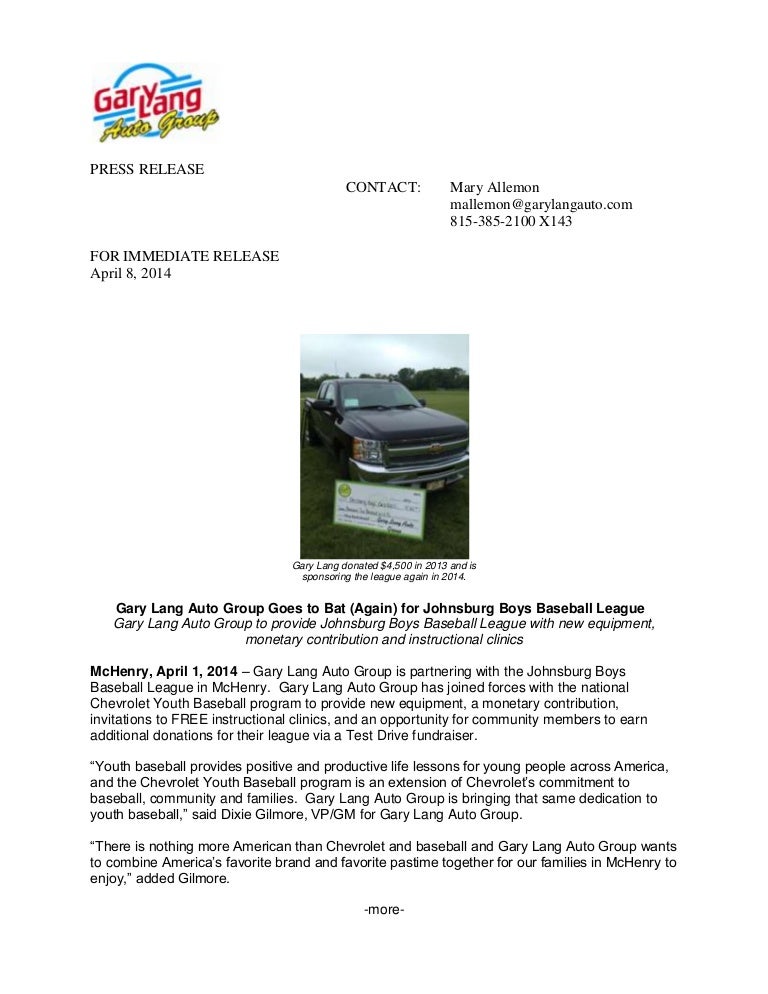 Gary Lang Chevy >> 2014 Chevy Youth Baseball Johnsburg Boys Baseball League Gary Lang Chevy >> 2014 Chevy Youth Baseball Johnsburg Boys Baseball League
