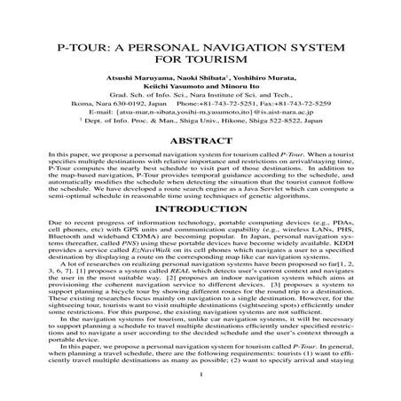 (Paper) P-Tour: A PERSONAL NAVIGATION SYSTEM FOR TOURISM