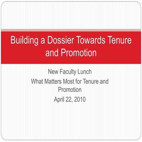 Building a Dossier Towards Tenure and Promotion
