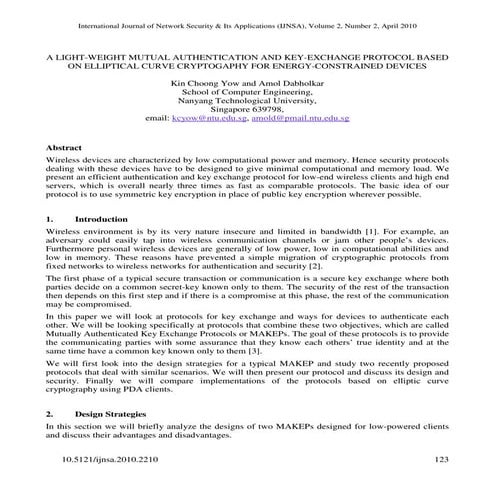 Lightweight Certificateless Authenticated Key Agreement Protocol | PDF