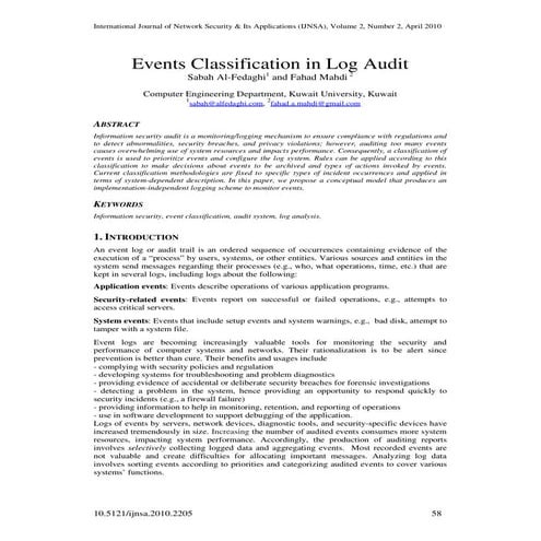 Events Classification in Log Audit 