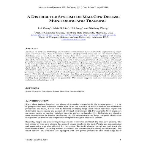 A Distributed System for MAD-COW Disease Monitoring and Tracking