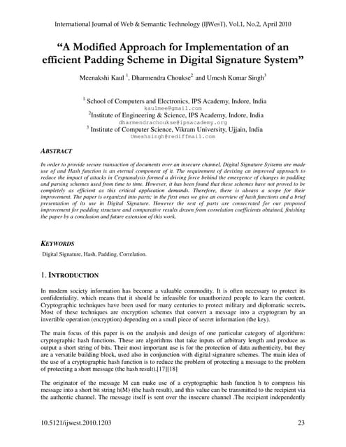 A Modified approach for implementation of an efficient padding scheme in a di...