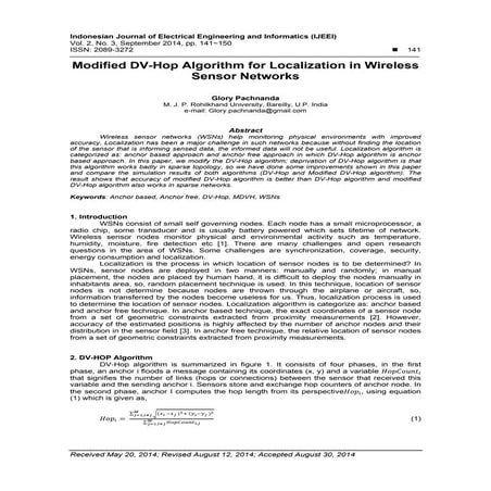 Enhanced DV Hop Localization Algorithm for Wireless Sensor Networks | PDF