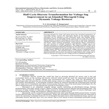 Half Cycle Discrete Transformation for Voltage Sag Improvement in an Islanded...