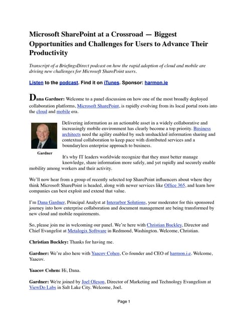 Microsoft SharePoint at a Crossroad — Biggest Opportunities and Challenges fo...