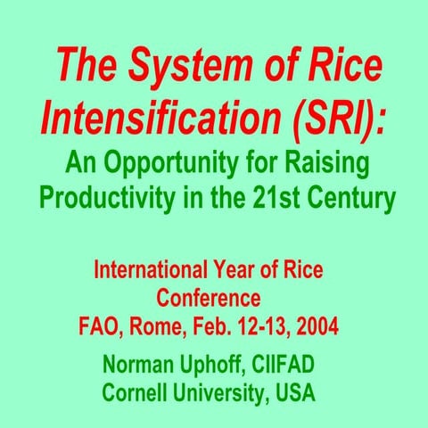 0416 System of Rice Intensification: An Opportunity for Raising Productivity ...