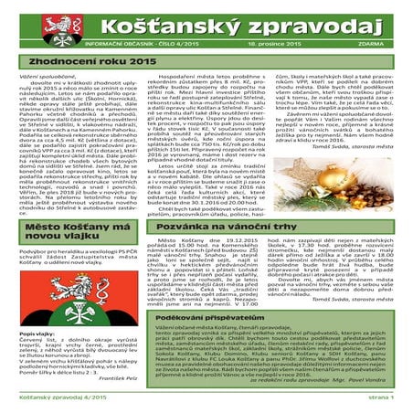 Košťanský zpravodaj 4/2015