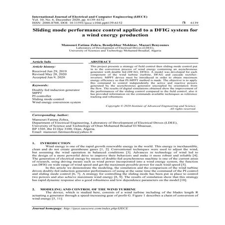 Sliding mode performance control applied to a DFIG system for a wind energy p...