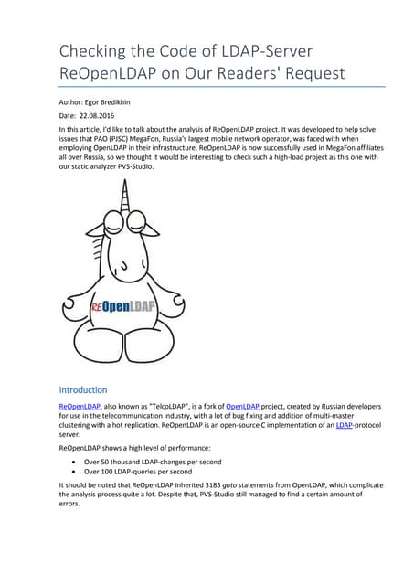 Checking the Code of LDAP-Server ReOpenLDAP on Our Readers' Request