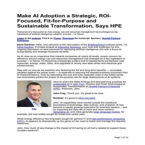 Make AI Adoption a Strategic, ROI-Focused, Fit-for-Purpose and Sustainable Transformation, Says HPE