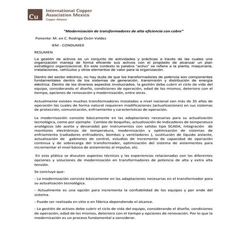 Resumen ejecutivo: Modernización de Transformadores de Alta Eficiencia con Co...