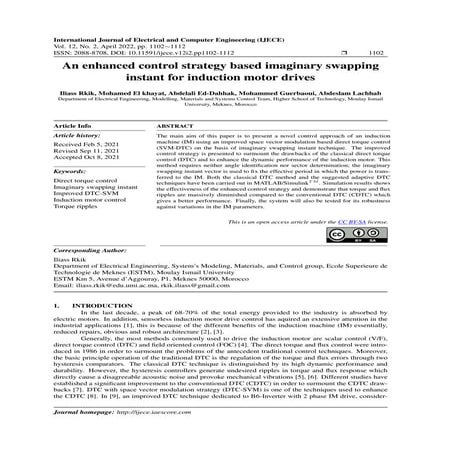 An enhanced control strategy based imaginary swapping instant for induction m...