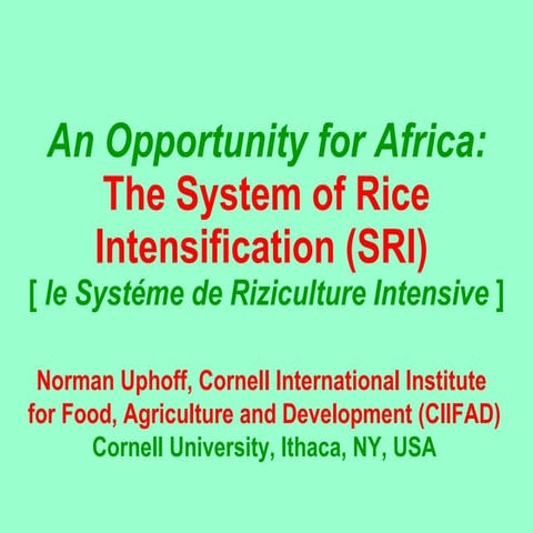 0428 An Opportunity for Africa: The System of Rice Intensification (SRI)  [ l...