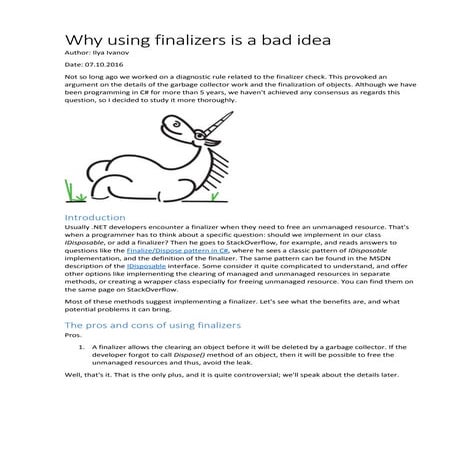 Why using finalizers is a bad idea