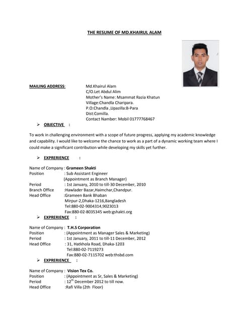 THE RESUME OF MD.KHAIRUL
