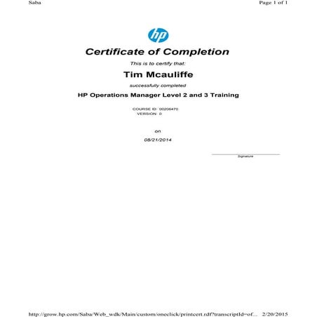 HP Operations Manager Level 2 and 3 Training