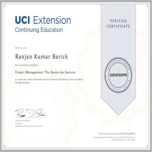 Project Management certificate