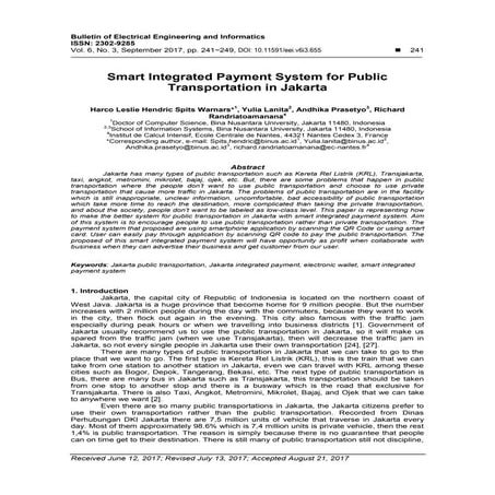 Smart Integrated Payment System for Public Transportation in Jakarta